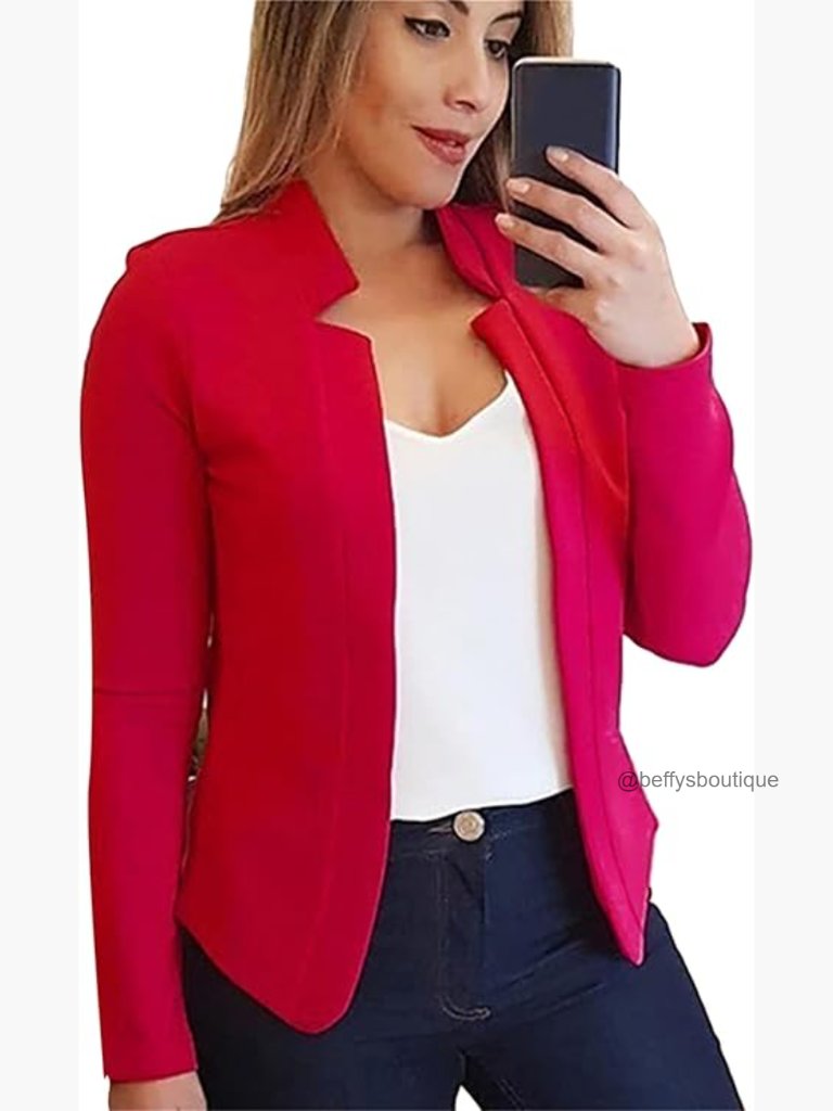 Lightweight Long Sleeve Blazer Notched Collar Business Office Jacket